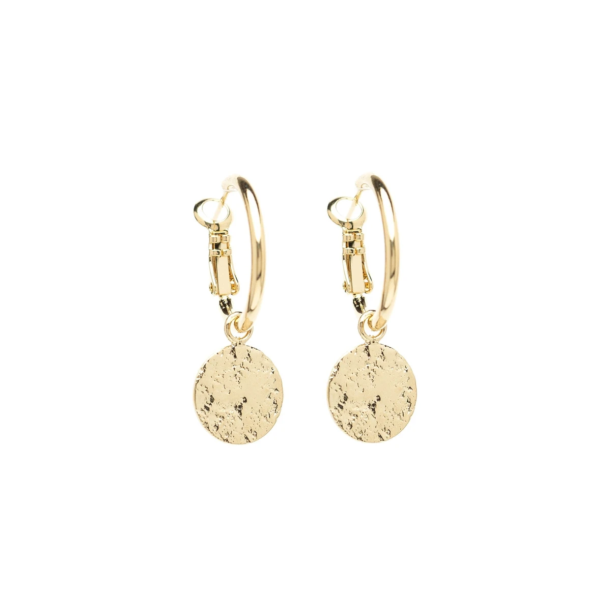 MINI BOUCLES D'OREILLES CRéOLES RONDS MARTELéS PLAQUé ARGENT OR MONSIEUR SIMONE - FEMME | Place des Tendances