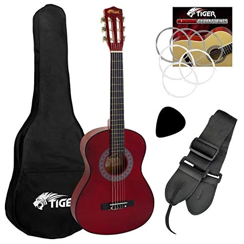 Tiger Guitare Classique, Bois de tilleul, Rouge, Half Size Age 6 - 8
