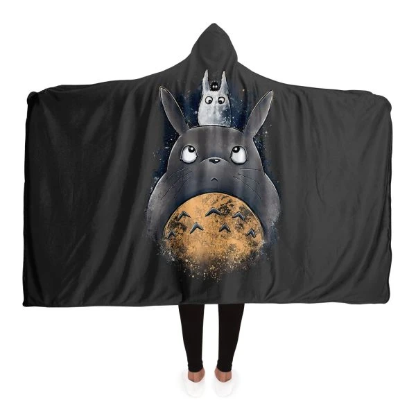 Ghibli Dark Totoro Family Hoooded Blanket