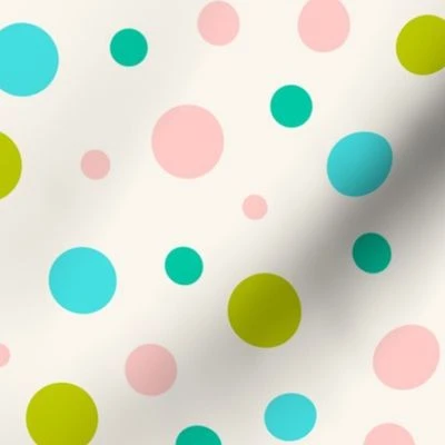 Colorful dots over beige Fabric | Spoonflower