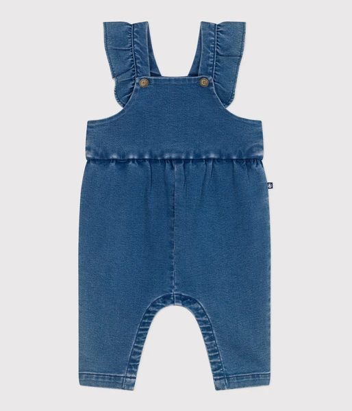 Salopette bébé en jean élasthanne jambes longues