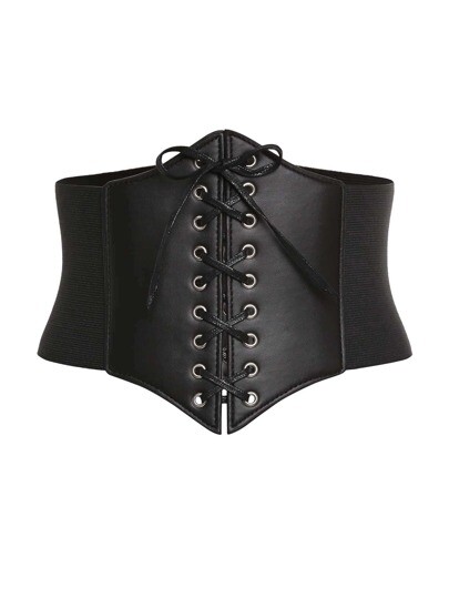 Ceinture corset en similicuir avec lacets