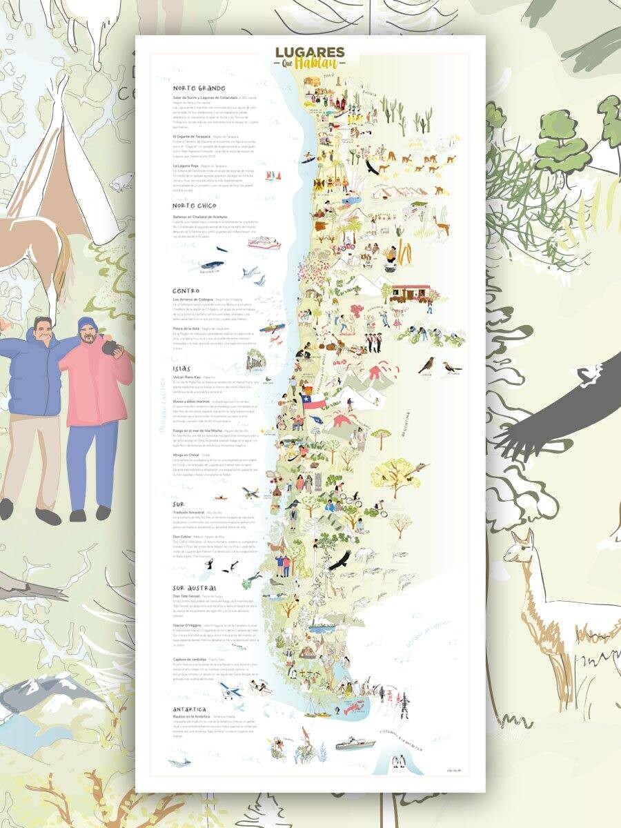Mapa de Chile "Lugares que Hablan" - Lámina