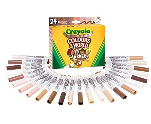 Crayola Colours of The World - Kit de 24 Feutres de Couleurs, Assortiment Couleurs de Peaux à Travers le Monde - Âge Conseillé: à Partir de 3 Ans