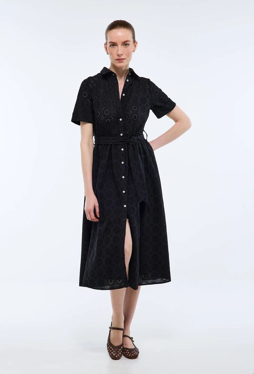 Robe midi broderie anglaise en coton BIO GOTS