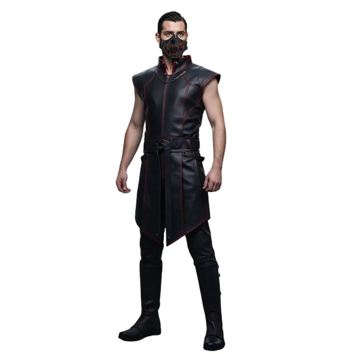 Blood Moon Sentinel – Gothic Leather Warrior Vest Costume – Dark Fantasy Halloween Outfit – Grim Enforcer Cosplay Armor
