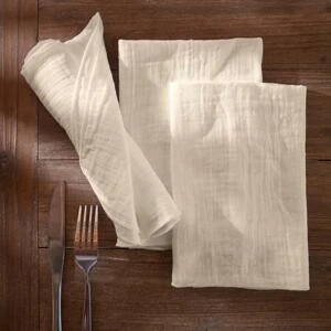 Lot de 3 serviettes gaze de coton (40 x 40 cm) Gaïa Beige pampa