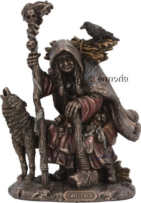 Figurine déesse et sorcière celte Cailleach aspect bronze marque Veronese