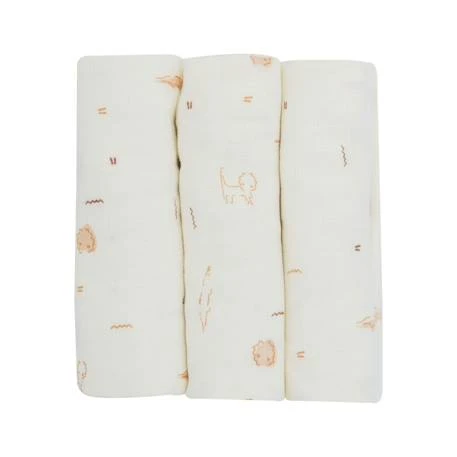 Lot de 3 langes en coton bébé sable - Trois Kilos Sept