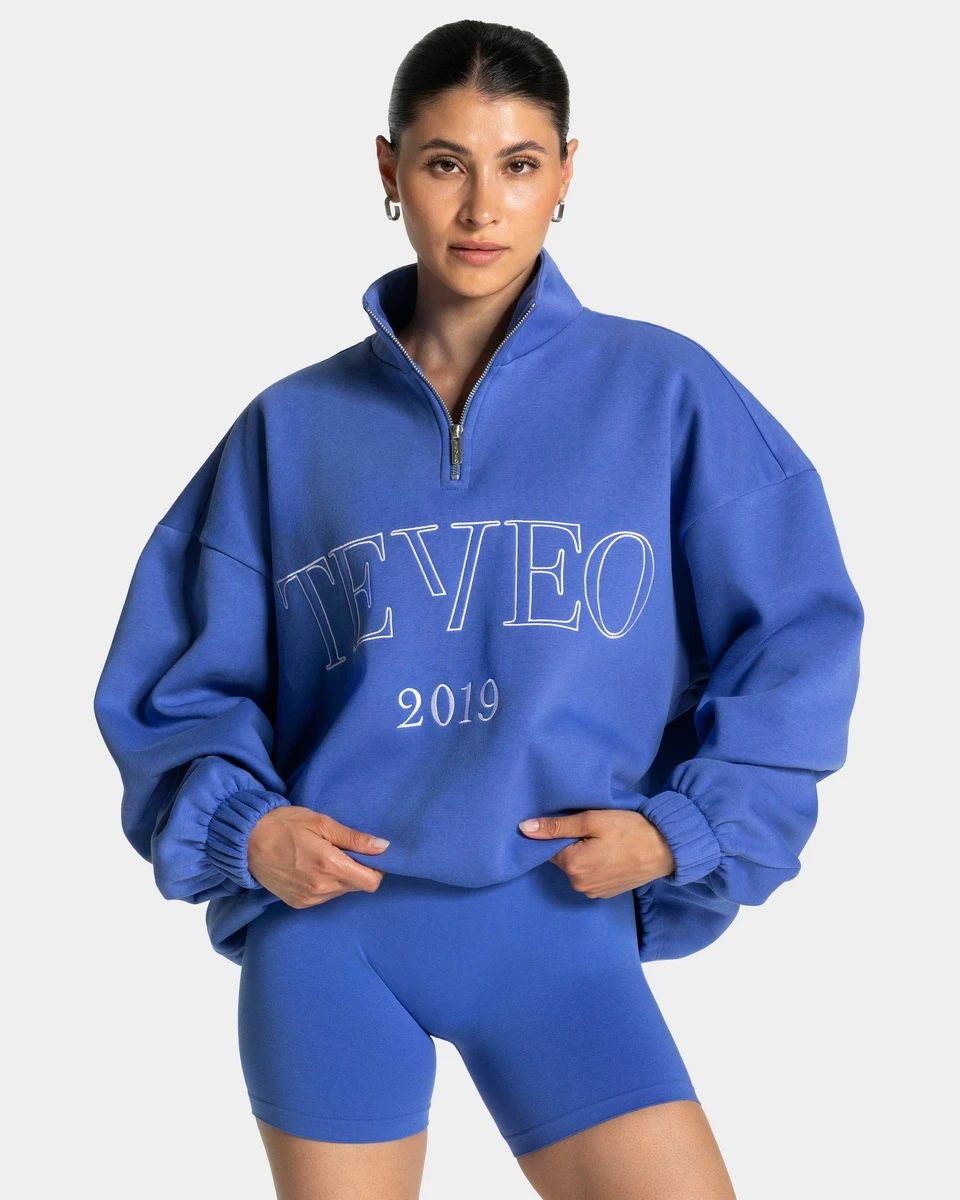 Sweat-shirt demi-zippé Femme « bleu roi »