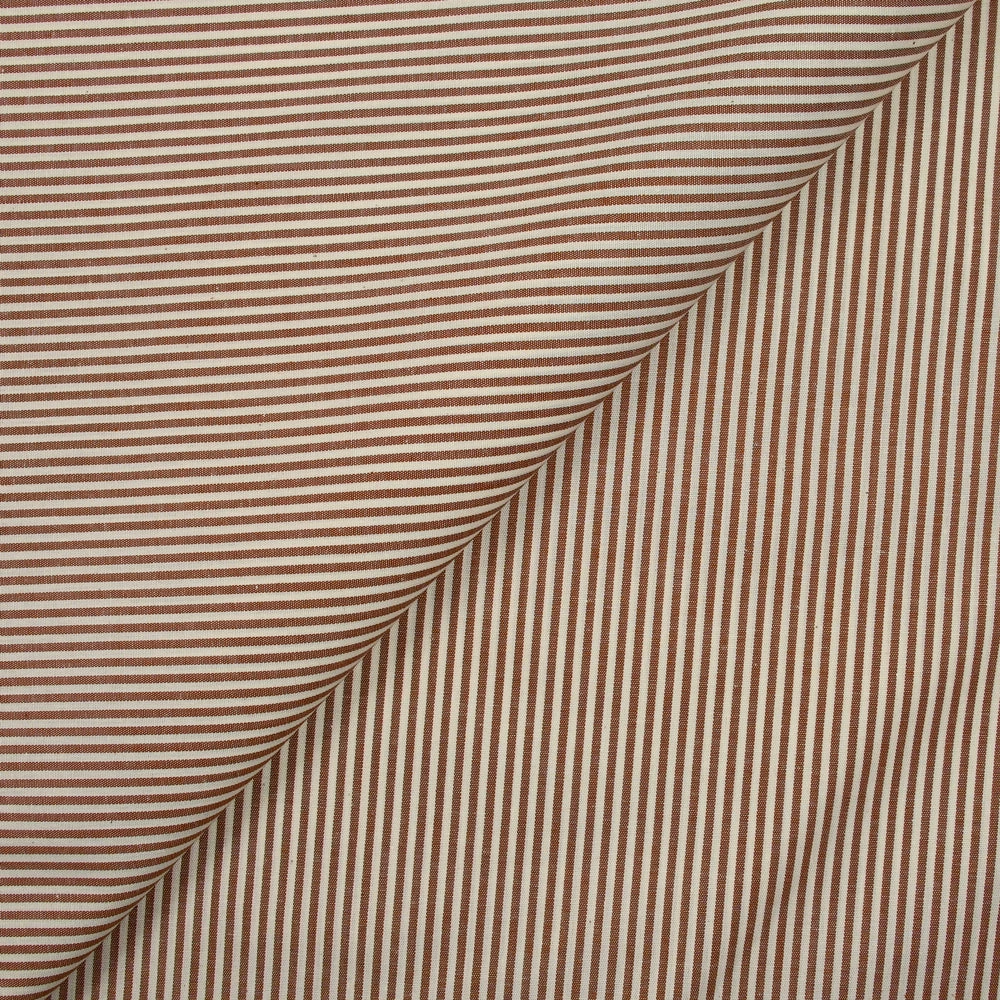 Coton fin tissé-teint Sophie rayé 2mm fond marron
