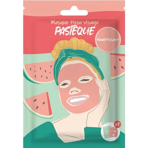 Masque Tissu Visage Facial Pastèque - Soin Nourrissant et Hydratant - Soin Express en 10 Minutes - Pour Peau Douce et Éclatante - Routine Skincare Visage et Beauté - French Tendance