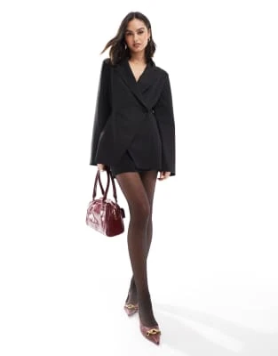 ASOS DESIGN - Blazer cache-cœur à taille cintrée - Noir