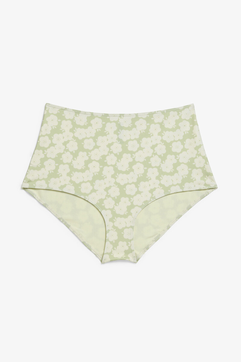 High-waisted bikini briefs - Retro floral - Swimwear - Monki BE