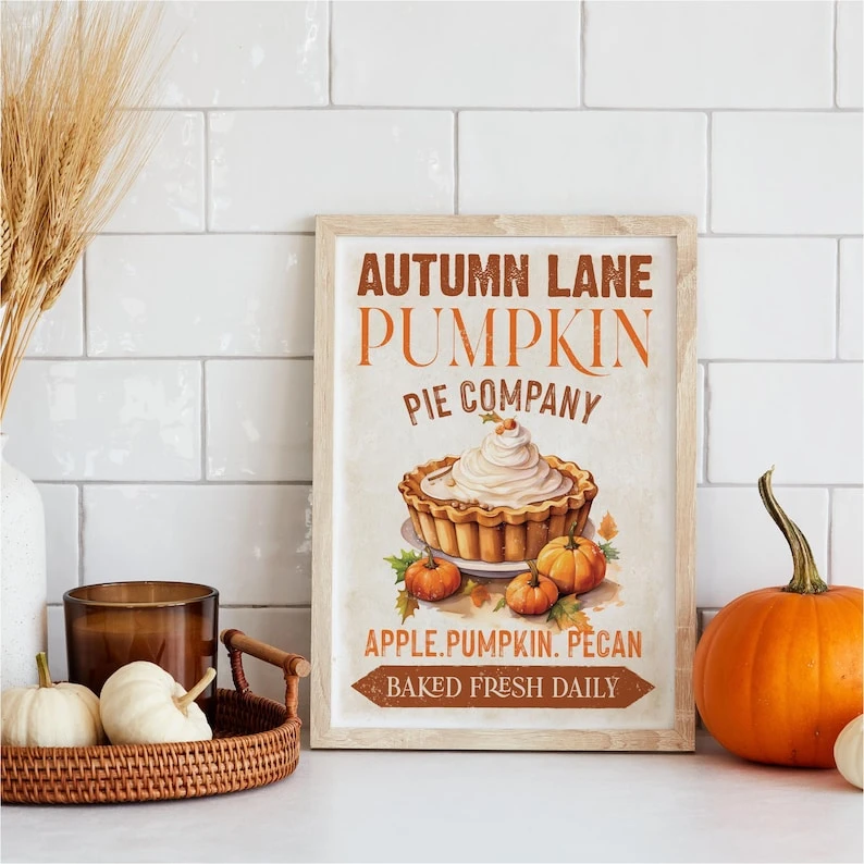 Affiche pumpkin pie, Affiche automne, décoration automne, Citrouille, Automne, Farm Fresh Pumpkins, affiche décoration automne,