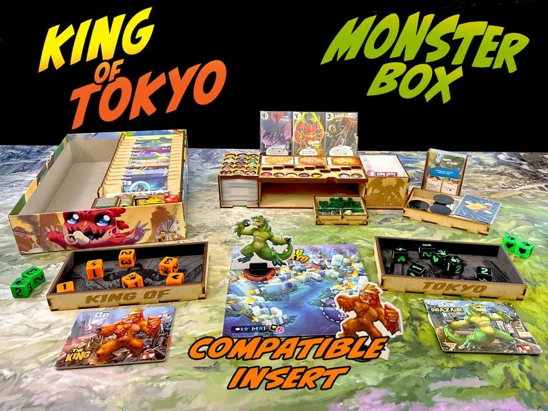 Insert de rangement compatible avec la King of Tokyo Monster Box - Convient également aux extensions Anubis, King Kong, Cthulhu, Cybertooth et bien d'autres extensions Wicked