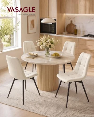 VASAGLE Chaises de Salle à Manger en Velours, Rembourrées, Lot de 4
