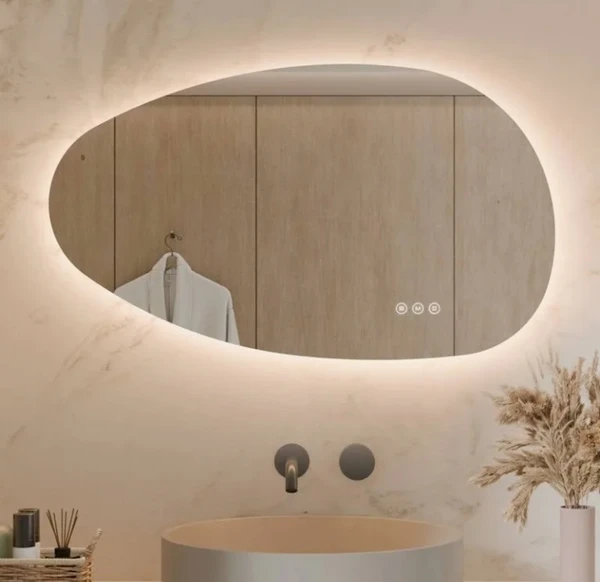  S'AFIELINA Miroir lumineux 50 × 85 cm Asymétrique 3 couleurs de lumière et luminosité ajustable