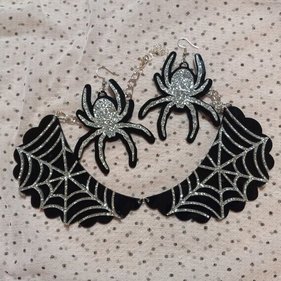 Halloween Spider Web Collier en acrylique festonné / Bijoux en acrylique découpés au laser