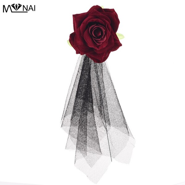 Lolita – pince à cheveux en dentelle Rose pour filles, broche gothique, voile papillon, épingle, fait à la main, beaux accessoires pour cheveux de princesse