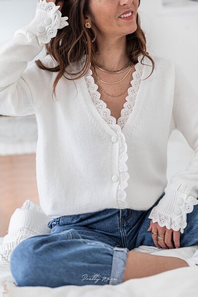 Bella blanc - gilet dentelle