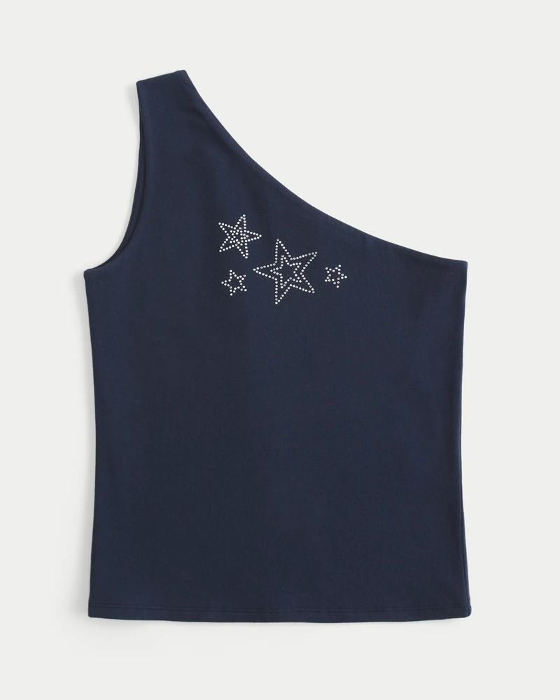 Asymmetrical Shine Graphic Tank