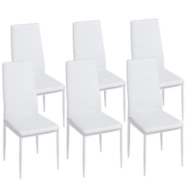 Lot de 6 chaises ROMANE blanches pour salle à mang