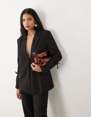 Exclusivité - Kaiia - Blazer d'ensemble ajusté avec détail noué et taille cintrée - Noir