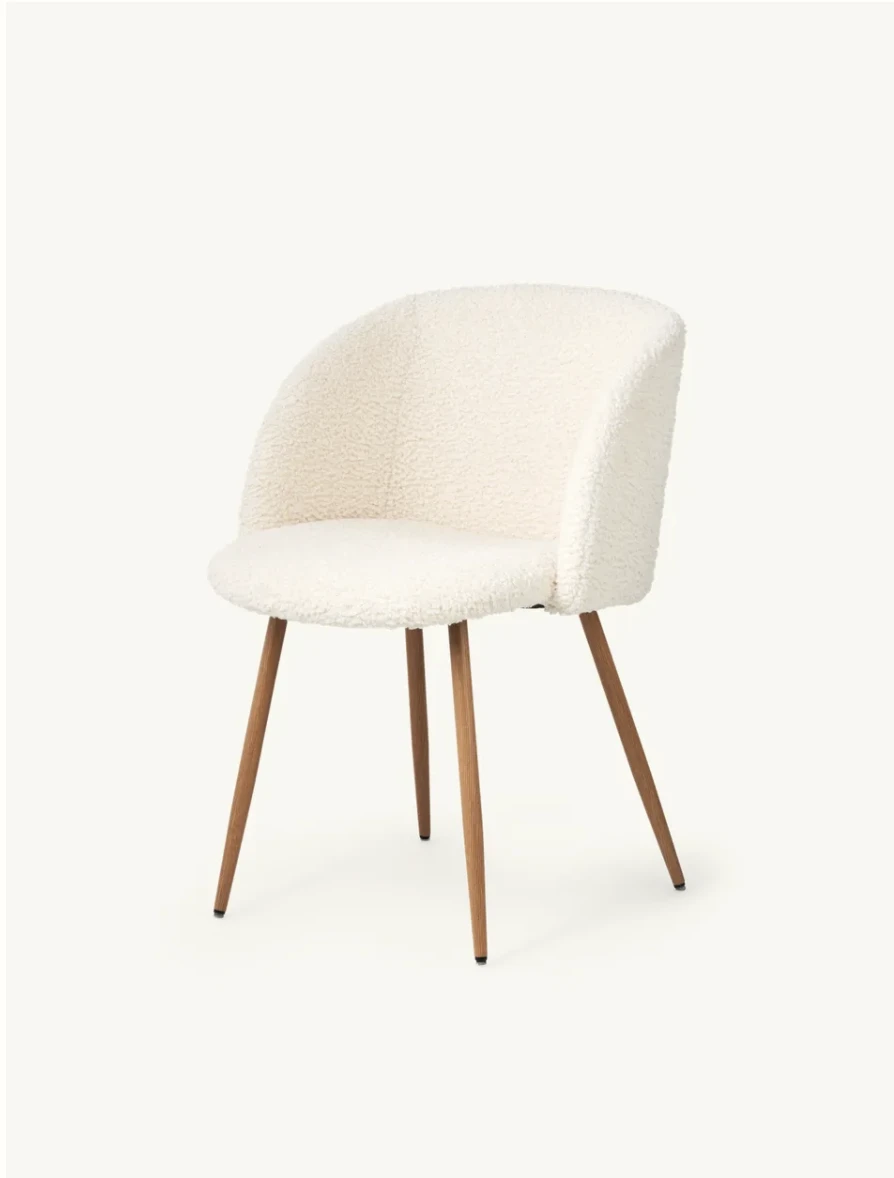 Fauteuil en tissu tout doux | Polyester/polyuréthane/acier. 54 x 47 x 81 cm. | Off White