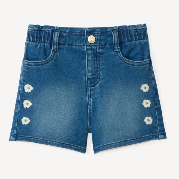 Short en jean avec broderie fleur pour fille | Orchestra