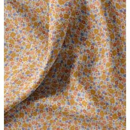 Tissu cretonne imprimé mini fleur orange
