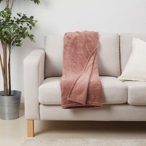 ELSABRITT Plaid, brun-rose clair, 130x170 cm - IKEA