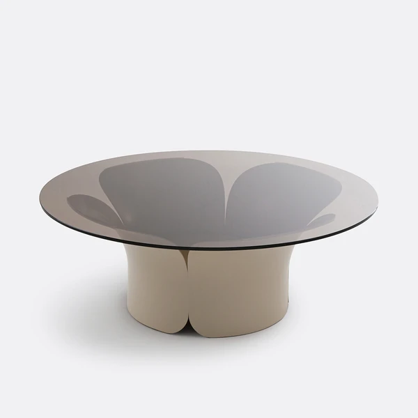 Table basse tulipe fer et verre Tessen