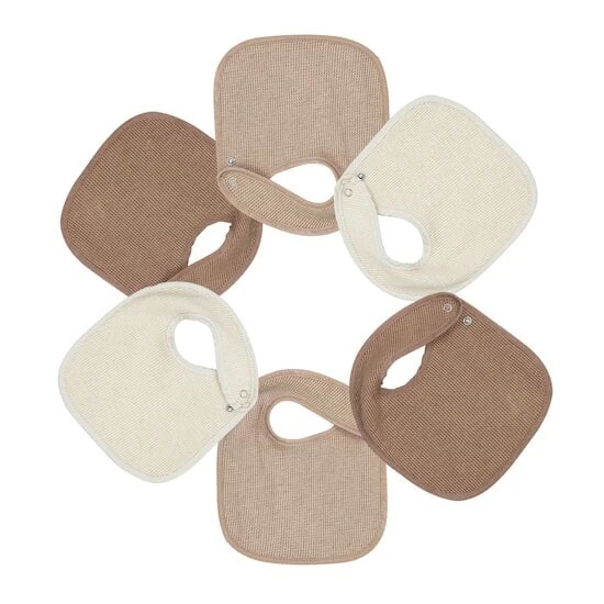 Lot de 6 bavoirs nid d'abeille Beige Trois Kilos Sept : Aubert