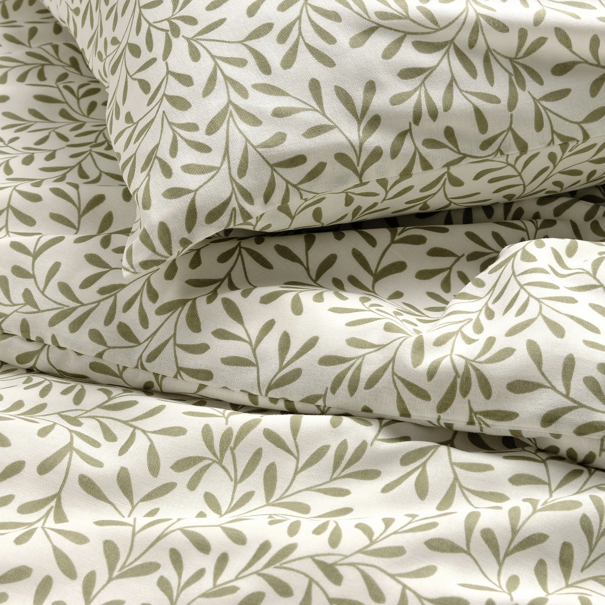SORGMANTEL Housse de couette et 2 taies - blanc/vert 240x220/65x65 cm