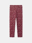 Legging rouge imprimé fleuri Fille