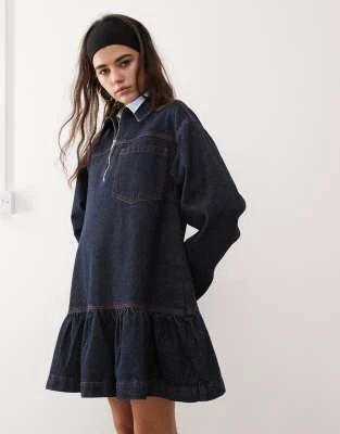 COLLUSION - Robe babydoll en denim à manches longues - Brut délavé | ASOS