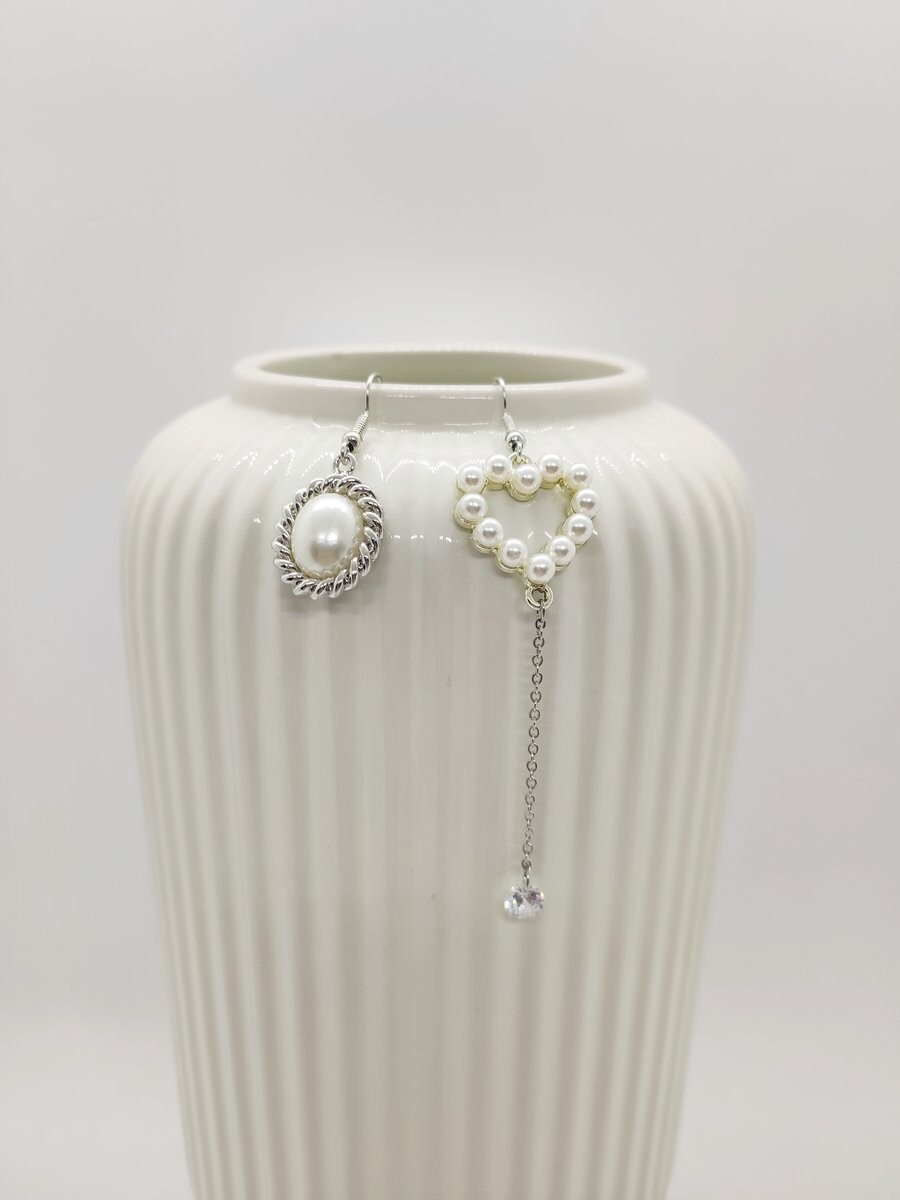 Boucles d'oreilles irregulières médaillon et coeur
