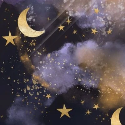 Moonlight Magical Galaxy | Celestial Fabric | Spoonflower