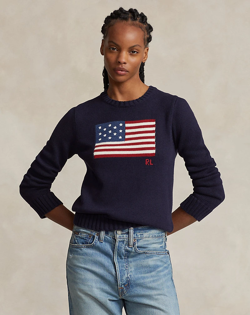Flag Cotton Crewneck Jumper