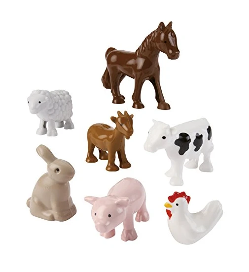 Les animaux de la ferme Abrick - Jeu de construction pour enfants - 7 pièces - Dès 18 mois - Fabriqué en France
