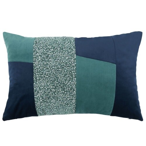 Coussin bi-matière, degradé de bleus | Maisons du Monde