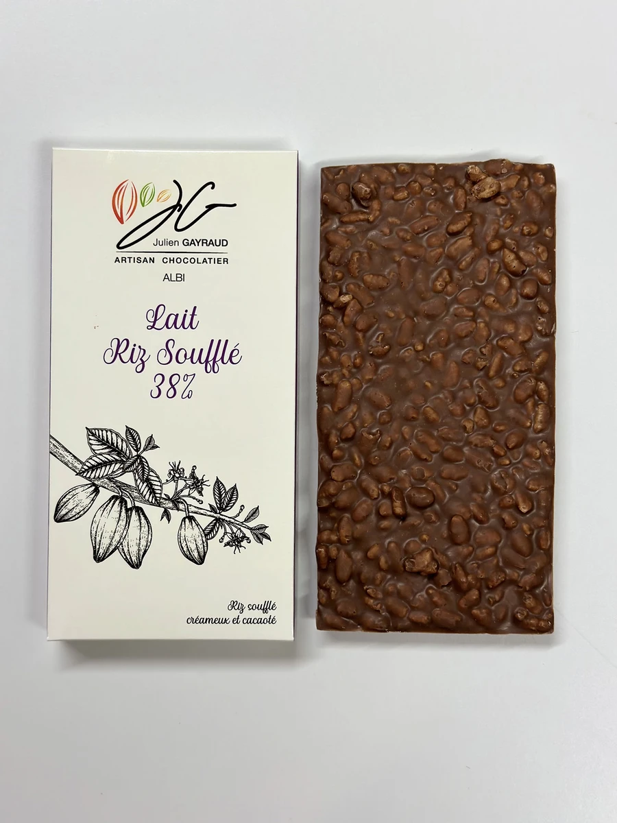 Tablette Gourmande Lait Riz Soufflé 38% - Julien Gayraud