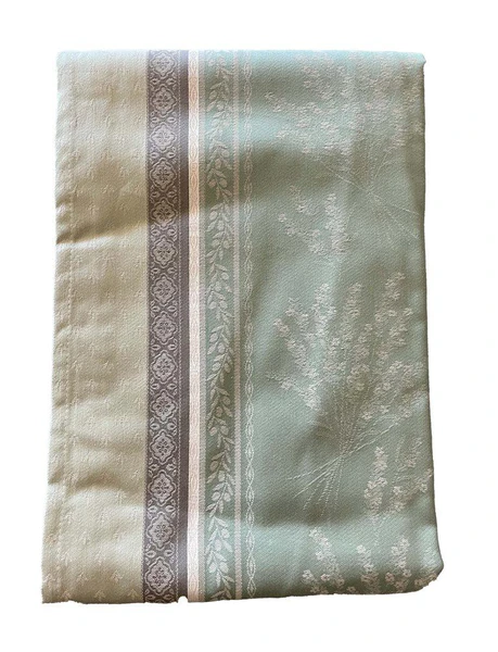 Nappe en coton vert sauge et bleu Olea - 150 x 250 cm