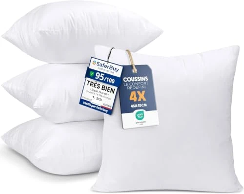 Utopia Bedding Garnissage Coussin 45 x 45 cm Lot de 4 Blanc