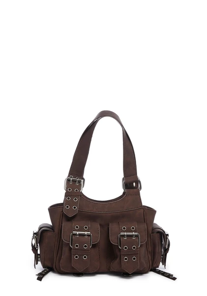 Current Mood Buckled Grommet Mini Handbag - Brown