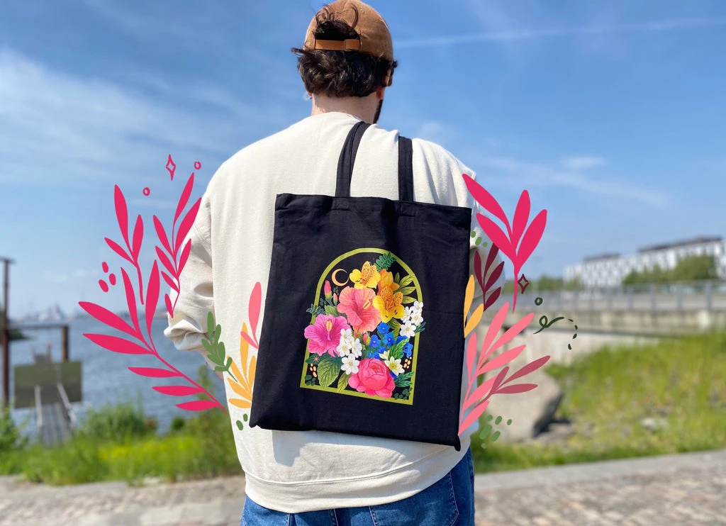 Flower Bouquet Motive Tote Bag