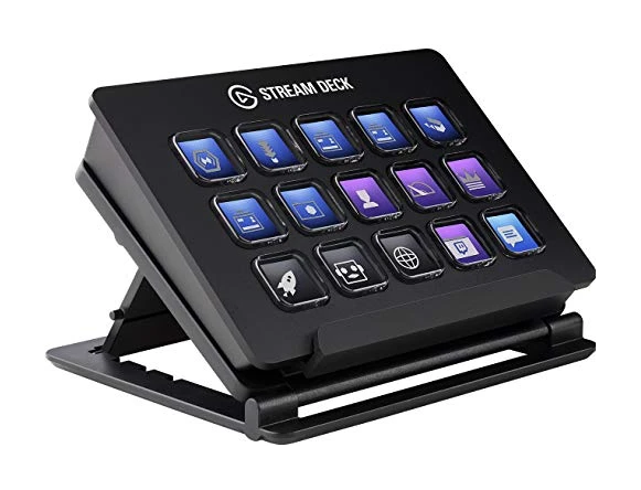 Elgato Stream Deck - Contrôleur de Création de contenus en Direct, 15 Touches LCD Personnalisables, Support Réglable, Windows 10 et macOS 10.13 ou Version Plus Récente