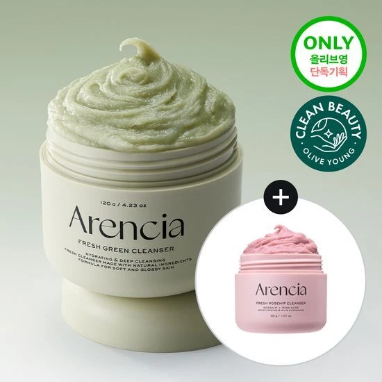 Arencia Fresh Green Cleanser 120g Set (+Rosehip Cleanser 30g) | OLIVE YOUNG Global