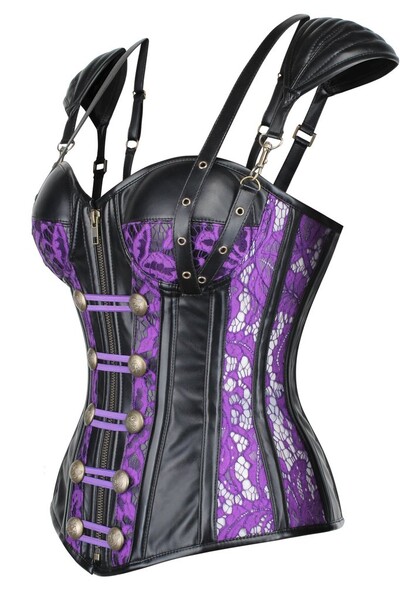 Lace Overlay PVC with Double Shoulder Strap and Cuffs